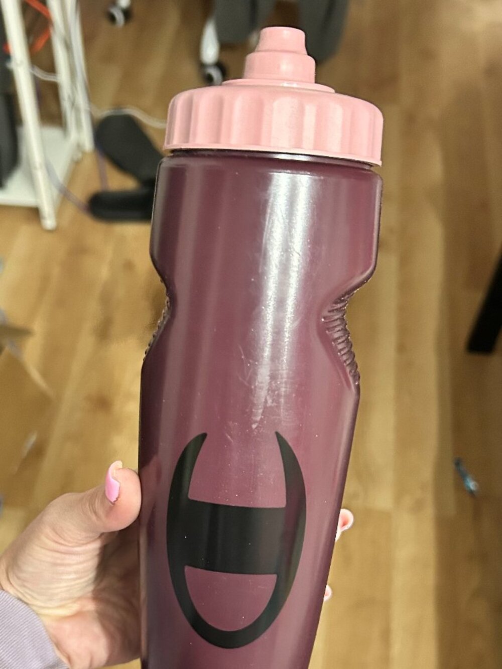 Champion 24oz Squeeze Water Bottle Maroon / Pink Big C Logo Made in USA